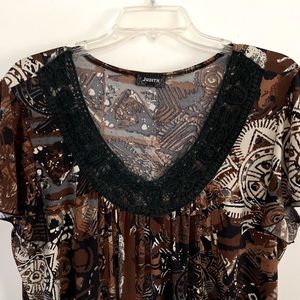 Judith,  woven scoop neckline, soft, great condition & print.